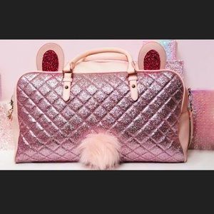 OMG Accessories Pink Bunny Glitter Duffel Bag